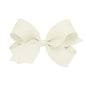 Wee Ones Girls' Classic Grosgrain Hair Bows with Plain Wrap Center, No-Slip Hair Clip, Handmade, Antique White, Large