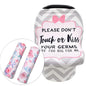 Baby Car Seat Cover & Stroller Seat Strap Covers Boys and Girls, No Touching Sign Canopy and Car Seat Straps Shoulder Pads, Multiuse Nursing Covers for Breastfeeding, Seat Belt Protectors for Kids