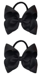 2Pcs 6 Inches Ribbon Baby Girls Headbands Infant Elastic Hairbands Large Cheer Bow Hair Band Accessories for Child Toddlers Girls (Black)
