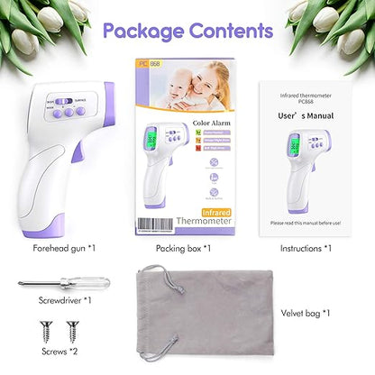 Thermometer for Baby and Adults, KKmier No Touch Forehead Thermometer, Digital Thermometer with Fever Alarm, 2s Accurate Instant Reading, 99 Sets Memory