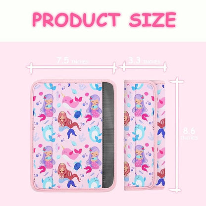 YR Seat Belt Cover for Kids, Soft Comfort Seat Belt Cushion for Children, Cute Cartoon Pattern Car Seat Belt Pads Cover for Girls and Boys, 1 Pack (Cute Mermaid)
