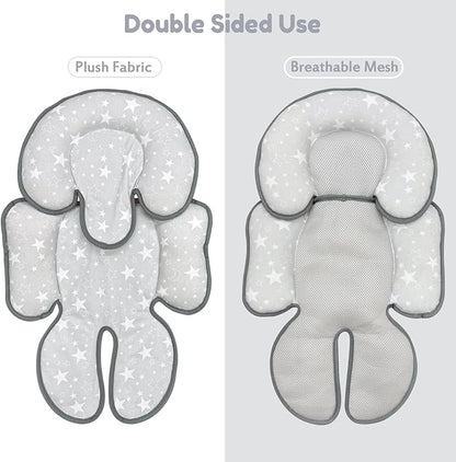 Infant Car Seat Insert, 2 in 1 Reversible Baby Car Seat Head & Body Support Cushion Pillow for Newborn,Soft Newborn Carseat Head Support Pad for Carseats, Strollers, Swings, Bouncers