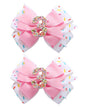 2Pcs Birthday Hair Bow for Baby Girls 2 3 4 5 6 7 Years Sprinkle Decorations Confetti Ice Cream Party Pink Pigtail Hair Accessories for Three 3rd Third Birthday