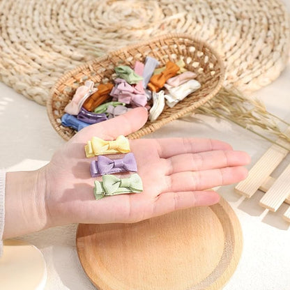 24PCS 2inch Oaoleer Baby Girls Hair Clips, Fully Lined Bows Hair Pins, Tiny Alligator Clips for Infants Toddlers - 12 Colors in Pairs (Style B)