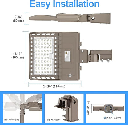200W LED Parking Lot Lighting UL Listed 28,000LM 5000K LED Shoebox Pole Lights Fixture AC100-277V IP65 Waterproof Slip Fit Mount Commercial Outdoor Street Light for Stadium Roadways