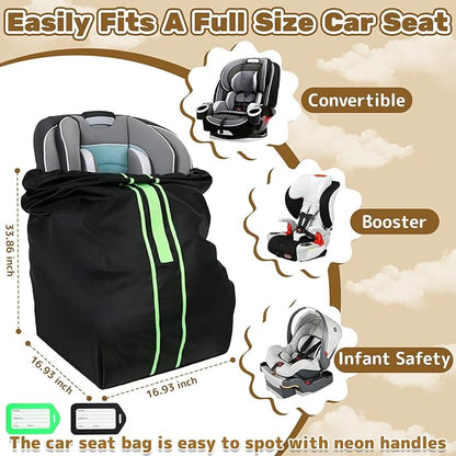 Sublaga Carseat Bag for Airplane Travel, Carseat Gate Check Bag, Durable Car Seat Cover Baby Travel and 2 Pcs Luggage Tags For Airplane, Perfect for Air Travel Family Vacations and Parent with Infants