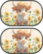 Bulopur Lovely Highland Cow Car Window Covers 2 Pack Car Window Shades UV Protection Breathable Side Window Screens Sun Protection and Sun Shade Blocker Universal Car Sun Shades
