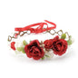 Flower Girl Flower Crown Pink Baby Girls Floral Headpieces Kids Headband Children Hair Wreath Photo Prop (Dark Red-Child Size)