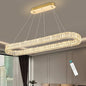 HAIXIANG Modern Crystal Chandelier Dimmable LED Long Chandeliers for Dining Table Pendant Lights Rectangular Glam Lighting Fixtures for Dining Room Kitchen Island Gold