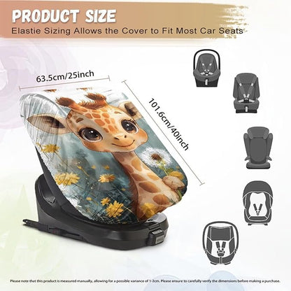 XYZCANDO Deer Print Carseat Cover for Baby Girl Cute Summer Carseat Cover Protect from Sun/Hot Days Waterproof Baby Car Seating Sun Shade Cover for Most Vehicle Gift for Birthday