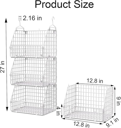Hanging Closet Organizer and Storage, Clothes Hanging Shelves Wire Baskets