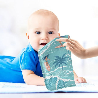 vvfelixl Summer Girl Surfing Baby Burp Cloths Baby Muslin Washcloths for Boys Girls Cotton Babys Face Towel for Newborn Infants Soft and Absorbent 11.8 X 11.8 in, 5 Pack