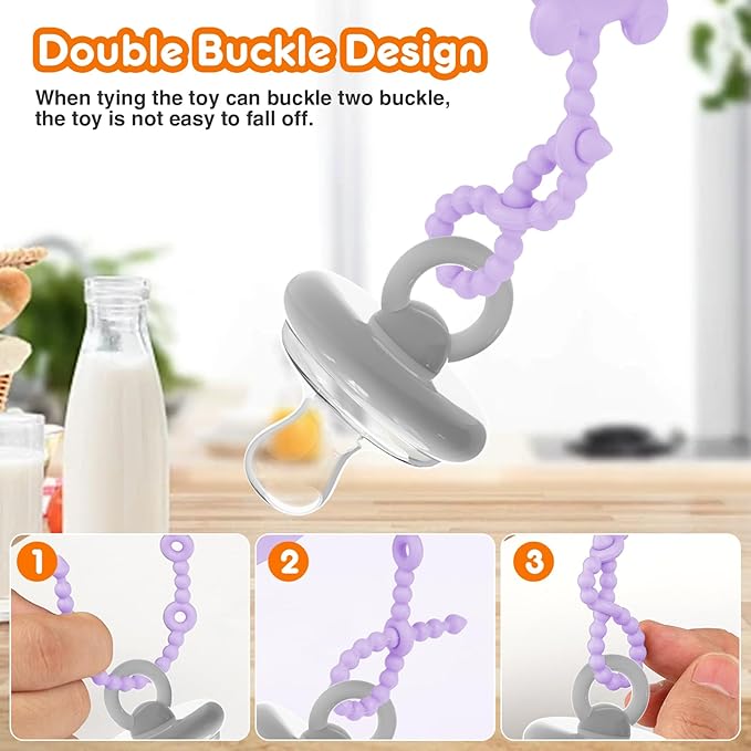 Toy Straps for Baby, 6pcs Adjustable Toy Holder for Stroller Accessories, Silicone Baby Tether Pacifier Clip, No Throw Baby Travel Essential Leash for High Chair, Car Seat, Baby Toy Clips,Cribs