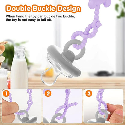 Toy Straps for Baby, 6pcs Adjustable Toy Holder for Stroller Accessories, Silicone Baby Tether Pacifier Clip, No Throw Baby Travel Essential Leash for High Chair, Car Seat, Baby Toy Clips,Cribs