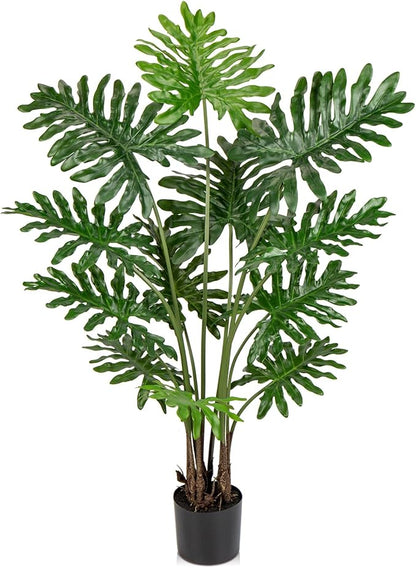 Hollyone Artificial Tree Philodendron Plant 5FT Tall Faux Monstera Indoor Trees Fake Tropical Palm Plants Trees House Plants in Pot for Indoor Outdoor Home Office Garden Living Room Decoration, 1 Pack