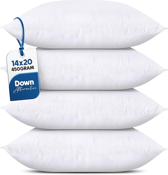 Utopia Bedding Throw Pillows (Set of 4, White), 14 x 20 Inches Pillows for Sofa, Bed and Couch Decorative Stuffer Pillow