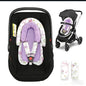 SWESEN Infant Car Seat Insert & Strap Covers, Car Seat Head Support for Baby Girls, 2 in 1 Soft Plush Car Seat Insert for Newborns, for Infants Aged 0-12, Purple Bow