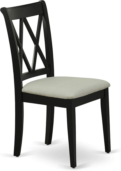 East West Furniture DUCL7-BLK-C 7 Piece Dining Room Furniture Set Consist of a Rectangle Dining Table and 6 Linen Fabric Upholstered Chairs, 36x60 Inch, Black