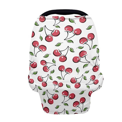 LedBack Car Seat Cover for Babies Baby Stuff Nursing Breastfeeding Cover, Soft Breathable Baby Carseat Canopy, Cherry Pattern
