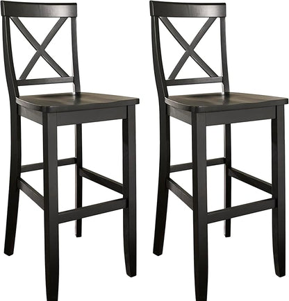 Crosley Furniture X-Back Wood Bar Stools Set of 2, Black, 30-inch