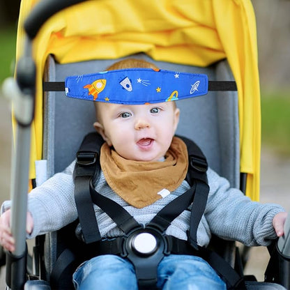 HESTYA 2 Pcs Carseat Head Support Toddler, Stroller Seat Headrest for Sleeping Traveling, Neck Relief Headband Strap for Kids Children Toddler Infant(Space)