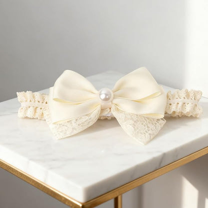Handmade Baby Girl Headbands in Beige Baby Bows and Floral Lace Headband Bows for Newborns and Toddlers Cute Baby Girl Bows and Newborn Headband Bows