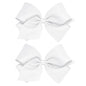 Wee Ones Girls 2 Pack Grosgrain Hair Bows with Plain Wrap Centre on a Wee Stay No Slip Clip, King, White
