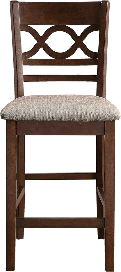 New Classic Furniture Cori 5-Piece Round Counter Set with 1 Dining Table and 4 Chairs, 42-Inch, Cherry Brown