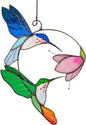 Hummingbird Cardinal Birds Stained Glass Suncatcher Genuine Stained Glass Window Hangings Unique Indoor Ornament & Outdoor Decor (Pair Flying Hums)