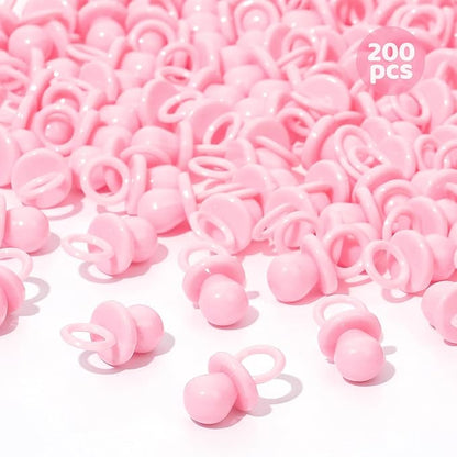 200 Mini Pacifiers Baby Shower Game Girl, 0.86’’ Plastic Pacifiers Baby Shower Game, Bulk Baby Shower Pacifiers for Gender Reveal Baby Shower Decoration DIY, Table Scatter, Baby Shower Favors (Pink)