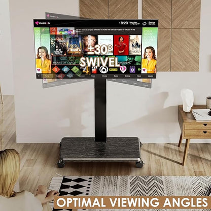 Rolling TV Stand Portrait for 65 70 75 Inch TVs, Tilt and Swivel Mobile TV Cart on Wheels up to 110 Lbs, 6 Height Adjustable PortableTV Stand, Max VESA 600x400mm