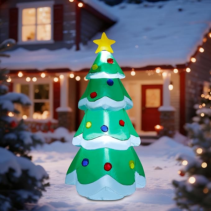 DR.DUDU 5 FT Inflatable Christmas Tree, LED Light up Xmas Tree Blow up Decorations for Christmas Party Indoor Outdoor Yard Garden Lawn Holiday Party