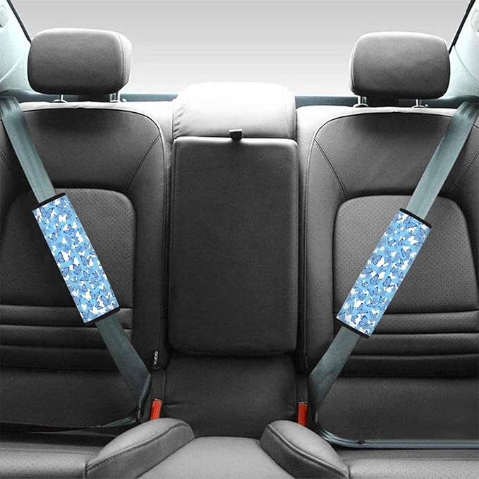 Car Seat Shoulder Strap Pads White Seat Belt Covers Blue Butterfly Seat Belt Shoulder Strap Pad Seat Belt Covers for Women Seat Belt Covers for Adults 2 Pack Seat Belt Cover Car Accessories