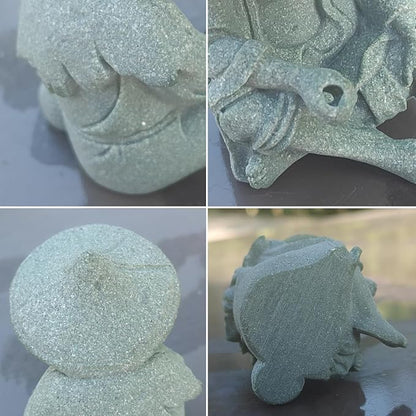 livelyfish Mini Fisherman Statue Asian Zen Decoration Sitting Fishing Figurines Sandstone Vintage Ornament for Aquarium Fish Tank Pot Garden Home Japanese Decor, C
