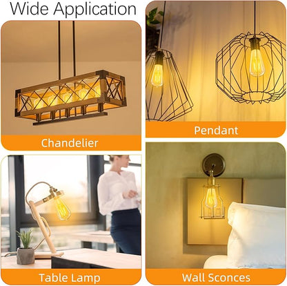 Edison Bulbs Dimmable, E26 LED Bulb 60 watt Equivalent, Soft White 2700K, ST58 Vintage Light Bulbs, 90+ CRI, 6W 600LM, E26 Medium Base, Clear Glass, 24 Pack