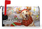 Merry Christmas Mailbox Cover 21x18 Inch Xmas Dog Post Letter Box Covers New Year Golden Retriever Magnetic Waterproof Mail Wraps for Winter Framhouse Outdoor Yard Garden Standard Size