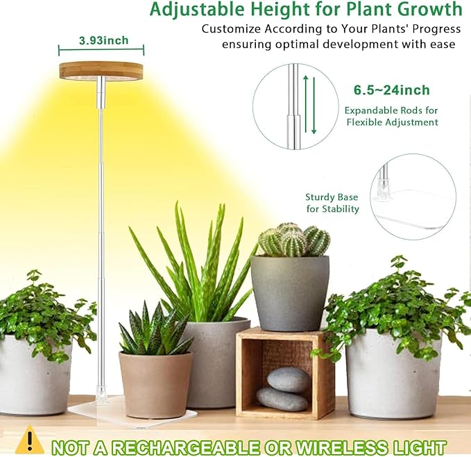 yadoker Halo Plant Grow Light,LED Growing Light Full Spectrum for Indoor Plants,Height Adjustable, Automatic Timer, 5V Low Safe Voltage,Idea for Small Plants(3 Pack)