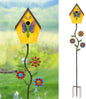 51” Bird Houses Stake for Outside, Metal Wild Bird Feeder Birdhouse Stake Pole with Butterfly Design Outdoor Decorations for Patio, Backyard, Garden