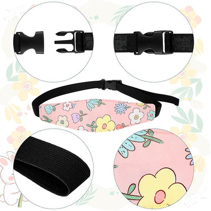 Hestya 2 Pieces Baby Car Seat Head Straps, Carseat Head Support for Toddler Holder Band Headrest, Stroller Sleeping Headrest Neck Relief for Kids Children Toddler Infant(Classic Flower)