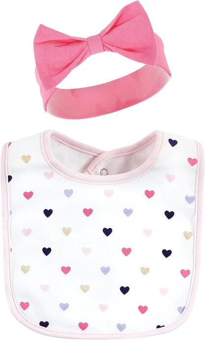 Hudson Baby Unisex Baby Cotton Bib and Headband Set