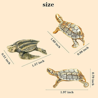 3Pcs Brass Turtle Statue Figurine Decor, Retro Mini Copper Snail Statue Home Decoration for Living Room and Desk, Outdoor Pond Garden Lawn Decor Landscaping,Landscape Animal Statue