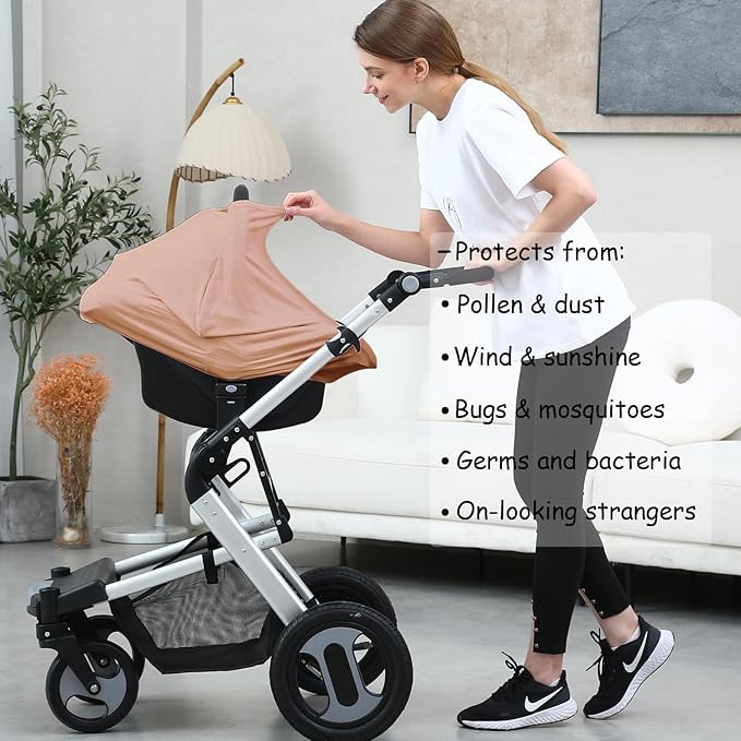 Car Seat Cover Baby for Nursing, Baby Breastfeeding Cover Carseat Canopy Covers, Solid Color Multi-use Nursing Cover for Babies (Wheat)