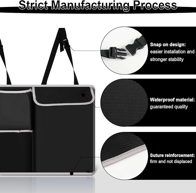 UYYE Trunk Hanging Organizer, Backseat Bag, Car Interior Accessories with 4 Pockets & 2 Mesh Pouches for Groceries, Will Provide More Storage Trunk Space for SUV, Jeep, MPVs
