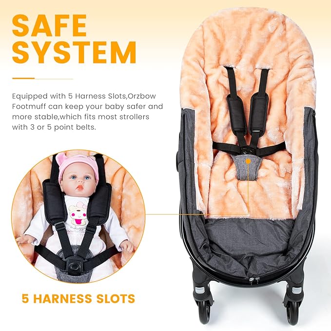 Orzbow Stroller Footmuff Universal | Faux Wool Baby Bunting Bag | Warm, Weather-proof, Adjustable Buckles | Winter Stroller Blanket Cover | Baby Sleeping Bag for Cold Weather Accessories, Dark Grey