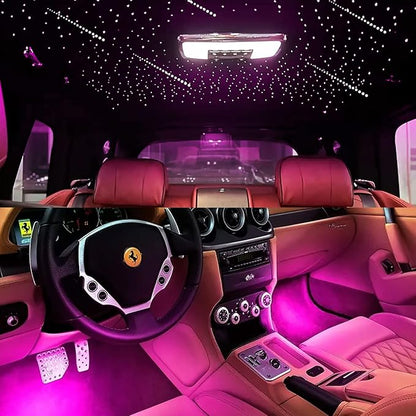 AKEPO 3in1 Fiber Optic Lights Kit APP Control Headliner Starlight, Shooting Star+Music Activated Under Dash Interior LED Light and 6W RGBW Fiber Optic Star Light, 550pcs 0.03in 13.1ft Fiber Strands