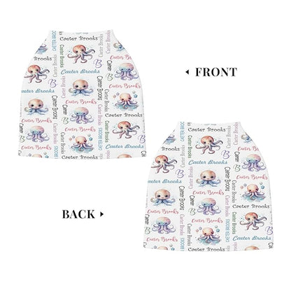 Personalized Baby Car Seat Cover with Name Stroller Canopy Custom Octopus Carseat Cover Newborn Baby Boy Girl Nursing Cover for Moms First Birthday Gift