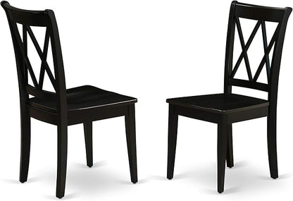 East West Furniture DLCL5-BLK-W 5 Piece Dining Table Set for 4 Includes a Round Kitchen Table with Dropleaf and 4 Dining Room Chairs, 42x42 Inch, Black