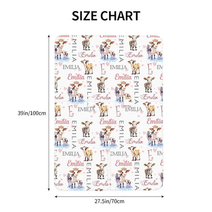 Custom Baby Car Seat Canopy Personalized Car Seat Covers with Name for Baby Boys Girls Customized Cow Nursing Breastfeeding Cover Infant Carseat Canopies Newborn Minky Baby Blanket