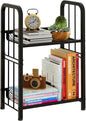 Bookshelf Storage Shelf Bookcase Freestanding Storage Stand for Living Room, Bedroom, Kitchen, Rust Resistance, Easy Assembly Free Combination Multi-Functional Organizer (2 Tiers, Black)
