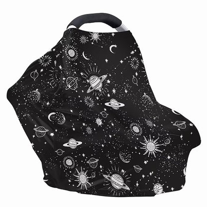 Biyejit Galaxy Planets Multi-use Baby Car Seat Cover, Breathable Nursing Cover, High Stretchy Infant Carseat Canopy, Stroller Cover, Car Seat Covers for Baies, Boys & Girls